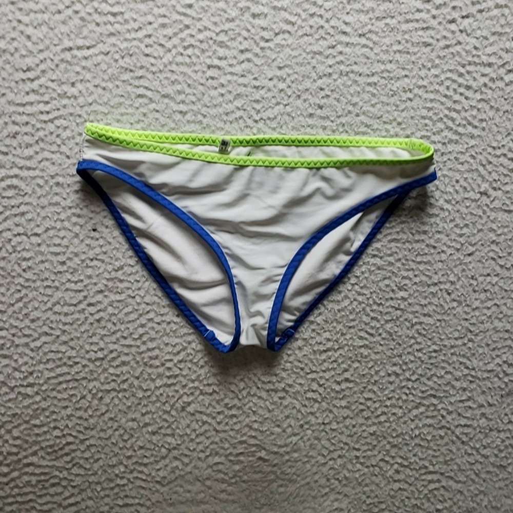 Aerie Bikini Swim Bottom Womens Small White Colorblock Lined Elastic Stretch